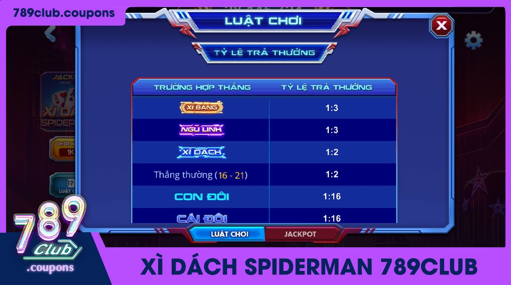 Một bảng hướng dẫn chi tiết các quy tắc cơ bản của trò chơi Xì dách Spiderman